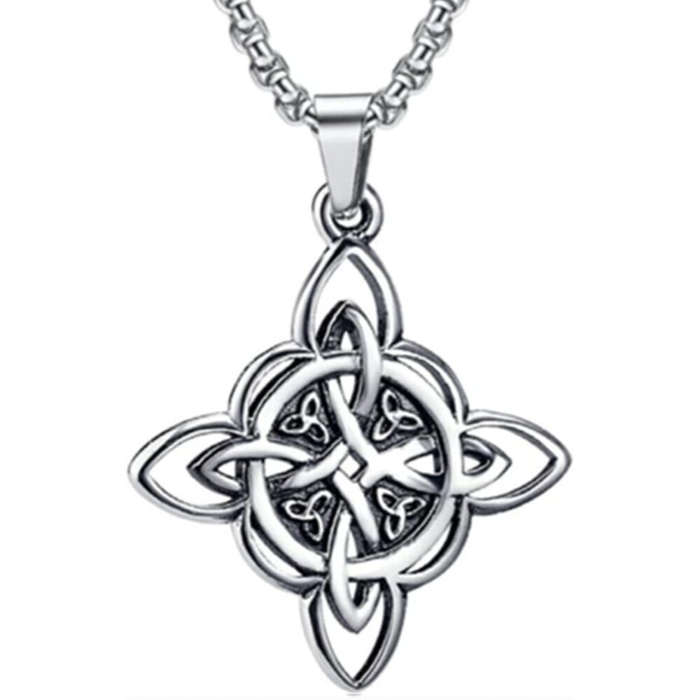 Witches Knot Necklace, Celtic Knot Pendant with Triquetra Trinity